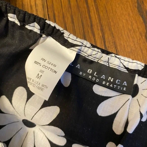 La Blanca Cotton Daisy Floral Ditsy Swim Cover Up Short Dress Women's M Boho - Picture 3 of 11